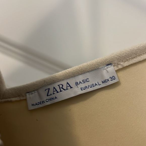 Zara Basic cream red black Houndstooth Faux Suede Camisole Tank Top L preppy - Picture 12 of 14